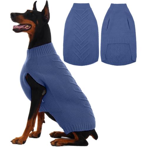 IECOii Dog Sweaters for Large Dogs,XXL Dog Sweater Warm Pullover Vest for Winter,Knitted Dog Sweater Large Size Dog Sweatshirt for Extra Large Dogs boy Girl,Golden Retriever,Pitbull,Blue-2XL