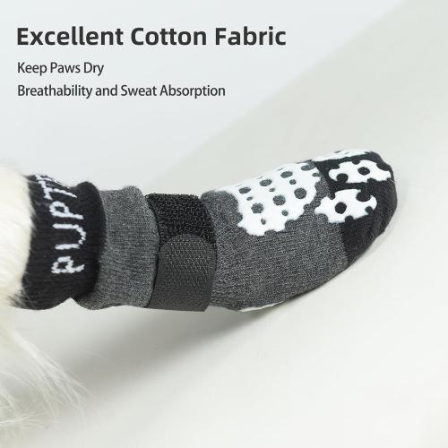 PUPTECK Anti-Slip Dog Socks with Double Sides Grips for Small Medium Large Dogs Hardwood Floors Prevents Licking, Dog Shoes for Hot Pavement Traction Control Paw Protector for Senior Dogs, Grey L