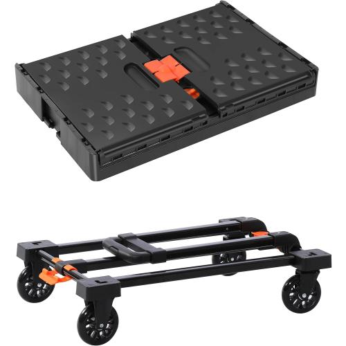 Collapsible Crate Folding Hand Truck Set -No Assembly Required-Teacher Collapsible Rolling Cart with Wheels,Shopping Cart for Groceries,Crate On Wheels and Tote Basket,Mobile Storage for File, Book