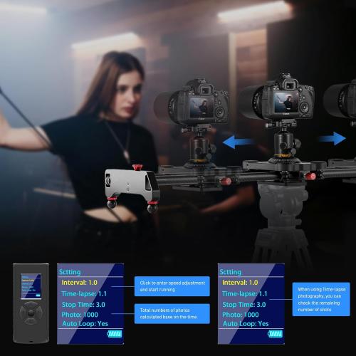 GVM 48/120CM Carbon Fiber Motorized Camera Slider, Professional Camera Slider with Remote Control, Support Video Mode, Time Lapse Photography, Horizontal, Tracking and 120° Panoramic Shooting