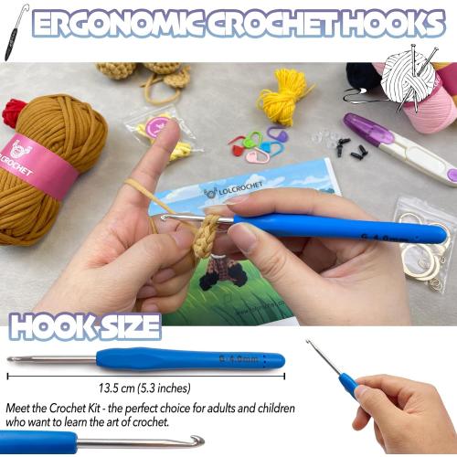 Cute Puppy Crochet Kit for Beginners, Learn to Crochet Animal Starter Set with Video Tutorial & Crocheting Manual, Easy Yarn Knitting Kit for Adult, Stuffed Dog Craft Doll Xmas Gift