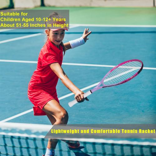 bo'weiqi 17-25 Kids Tennis Racket for Aged 2-12 Lightweight Youth Tennis Racquet for Girls and Boys Outdoor/Indoor Sports with 1 Non-Slip Grip and 1 Shoulder Strap Bag Easy Carry
