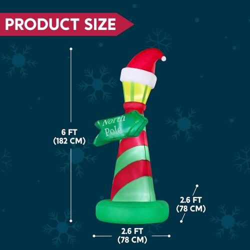 JOYIN 6ft Tall Christmas North Pole Sign Inflatable Outdoor Decoration, Blow up North Pole Sign Christmas Inflatable Decor with Build-in LEDs for Xmas Party Outdoor Yard Lawn Garden Decorations