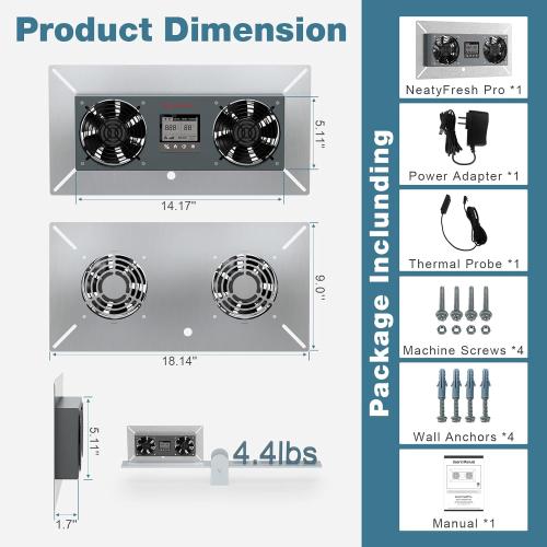 Abestorm Crawlspace Ventilation Fan, Crawl space Ventilator Fan with Humidistat, Temperature Controller, Moisture Reducing, for Crawl Spaces Garage Attic Hydroponics Grow Tents, 240CFM Air-out