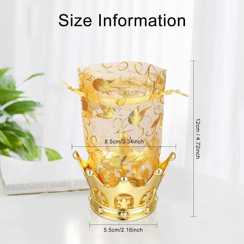 Jetec 8 Pcs Gold Fillable Crown Goblet with Pouch Vintage Plastic Goblet for Candy Chocolate Cake Dessert Storage Decoration for Wedding Birthday Party