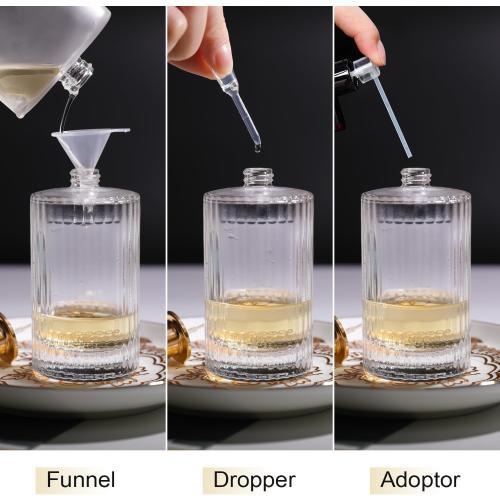 100ml/3.4 Oz Glass Spray Bottle Perfume Atomizer,Refillable Perfume Spray Bottle Perfume Bottles Empty with 3 Kinds of Perfume Dispenser (Round 100ml)