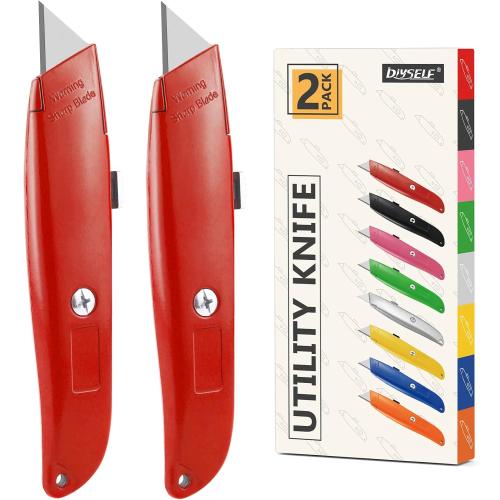 DIYSELF 2 Pack Utility Knife Box Cutter Retractable PVC Pipe Cutter
