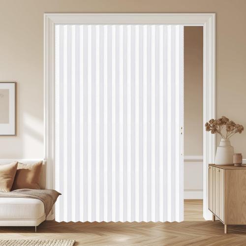 AJAZZ 100% Blackout Magnetic Door Curtain Patio Door Curtain Invisible Folding Door for Bedroom Living Room Accordion Doorway Sets Included Tracks (1 Pack, 72W x 79 L, White)