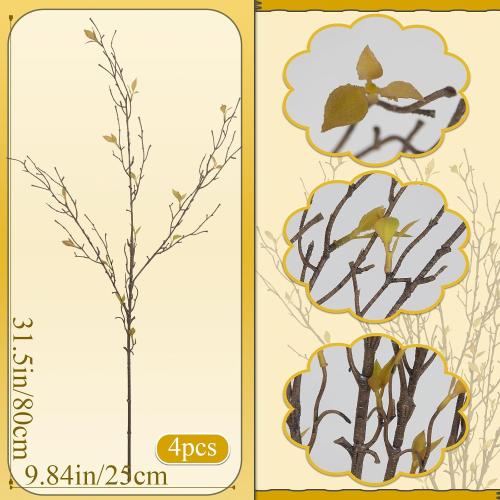 4 Pcs Faux Greenery Branches Fall Fake Twigs and Branches for Vases 31.5 Inch Brown Artificial Greenery Stems for Vase Filler Autumn Home Centerpiece Wedding Decor
