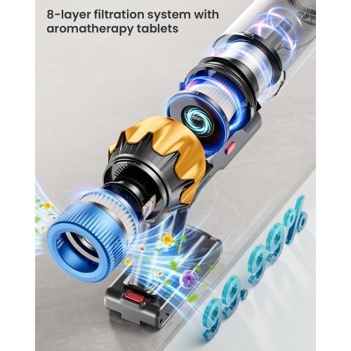 Cordless Vacuum Cleaner, 650W 55KPA 70Mins Vacuum Cleaners for Home, Self-Standing Cordless Stick Vacuum with Anti-Tangle, Lightweight Wireless Vacuum for Hardwood Floor/Carpet/Pet Hair