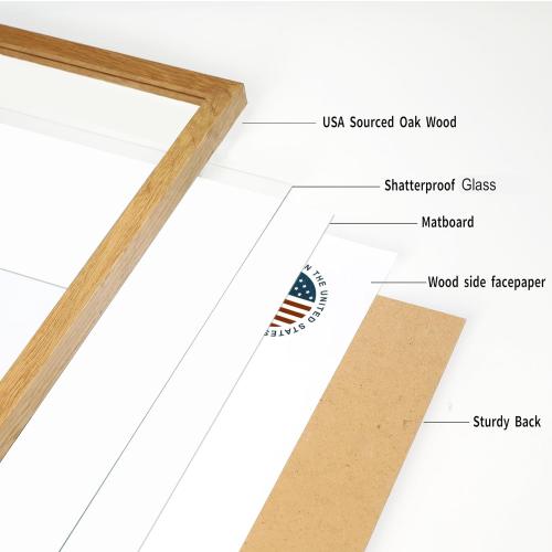 Oak Wood Picture Frames 11x17 with Mat for 9x15 - Natural Solid Wood Photo Frame Real Glass Wall Hanging