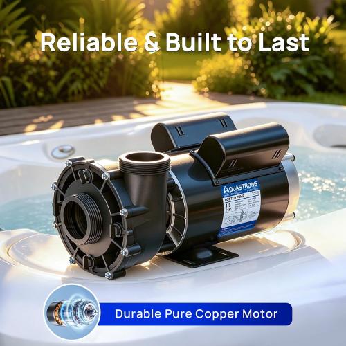 Aquastrong Spa Pump, 2HP Dual Speed Hot Tub Pump, 56 Frame, Up to 9,246 GPH, 115V Durable Motor, Easy Installation, Compatible with Most Hot Tubs & Spa Systems