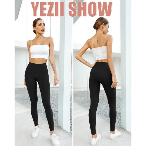 Size XL YEZII Fleece Lined Leggings with Pockets for Women,High Waisted Winter Yoga Pants