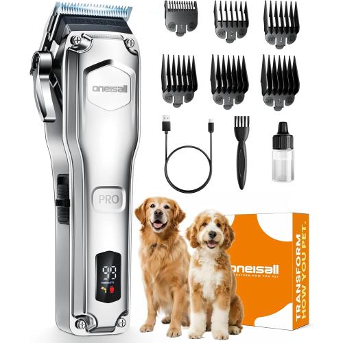 oneisall Dog Clippers for Grooming Thick Hair,Low Noise Dogs Grooming Kit with Detachable Stainless Steel Blade,Dog Shaver for Thick/Matted/Knotted/Fine/Wave/Curly Hair,PC18