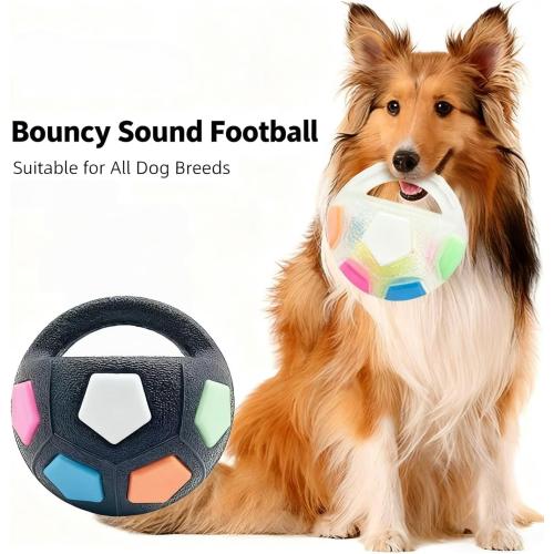 The Mellow Dog Calming Ball with Handle,Squeaky Dog Toy,Interactive Toss,Dogs Football Toy for Water Play,Training & Outdoor Games(Without Squeaky Tennis Ball Inside) (Black)
