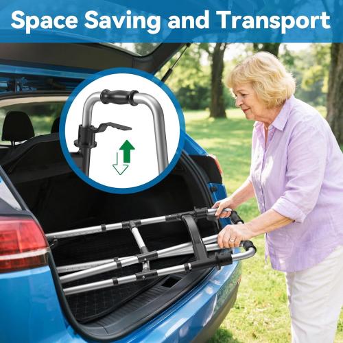 Folding Walker with Basket and Glide Skis, 5 Wheels Lightweight Walkers for Seniors and Adults, Supports Up to 350 Pounds, Adjustable Height, Compact Standard Walker