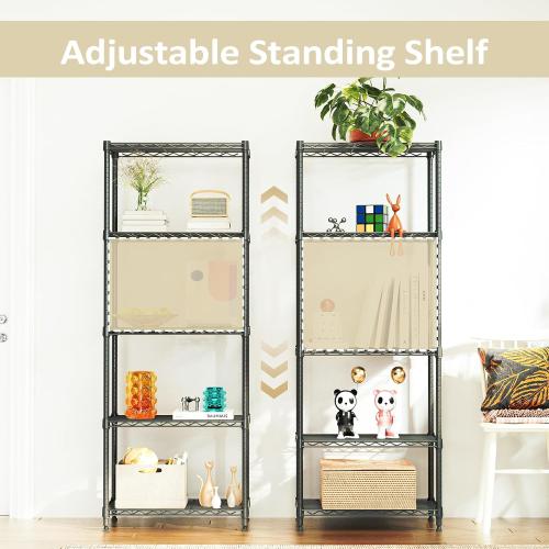 IZEUK 5-Shelf Adjustable Steel Wire Storage Shelving Unit, 13.7 D x 23.6 W x 63 H, 1250 lbs, Black, Heavy Duty Metal Storage Rack for Home & Garage Shelving Organizer