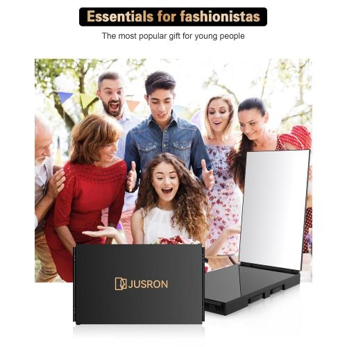 JUSRON 360 Viewing Angle Self Hair Cutting Mirror, Clear Anti-Fog HD Glass (Black Without LED Without Accessories)