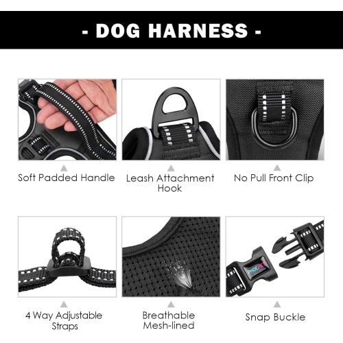 PHOEPET No Pull Dog Harness Medium Reflective Front Clip Vest with Handle