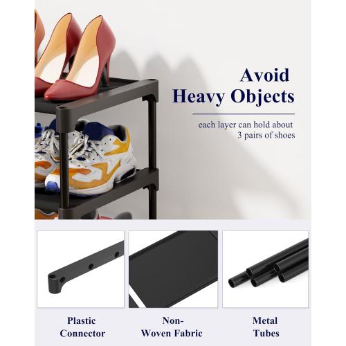 Kitsure Shoe Rack - Non-Woven Shoe Rack Shelf, Shoe Organizer for Closet, Entryway, Garage & Corridor, Stackable Shoe Shelves, 27.5 Wide - 2 Tier, Black