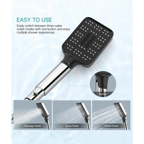 High Pressure Rain Shower Head with Handheld Spray Combo Set, Adjustable 12 Rainfall Dual Shower Head, Double&Tandem Shower Head, Waterfall Showerhead Bathroom -Silver Chrome