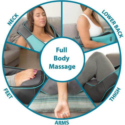 InvoSpa Shiatsu Neck and Back Massager with Heat - Deep Kneading Pillow for Massage - Electric Full Body Massager