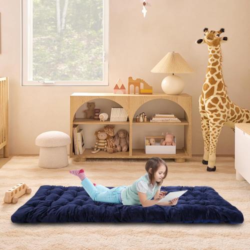 REDCAMP Extra Thick Folding Sleeping Cot Pads, Comfortable Soft Velvet Cotton Camping Cot Mattress Pad for Hiking, Backpacking, Blue 75x28