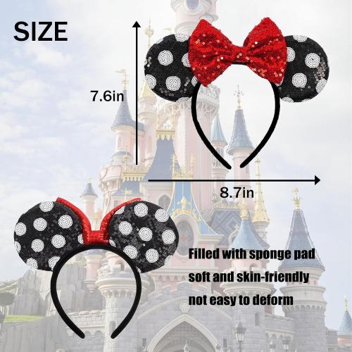 Mouse Ears Headbands Fashion Shiny Bows Mice Ears Birthday Parties Themed Events (Black, Onesize)