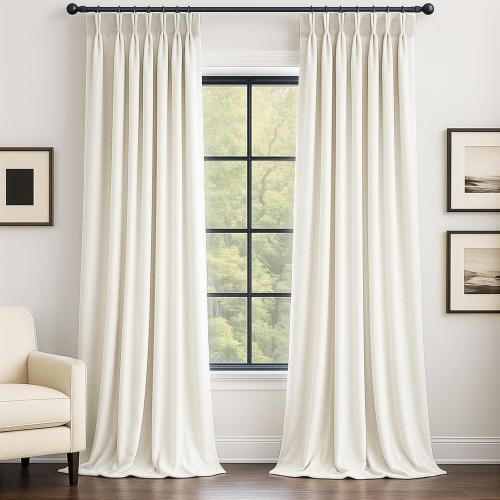 ‼️may have stains ‼️120 Inch Long Ivory Velvet Curtains Luxury Minimalist Pinch Pleated Light Blocking Thermal Drapes for Bedroom/Guest Room,Floor to Ceiling Curtain Panels with Rod Pocket and Hooks,2 Panels,10 FT