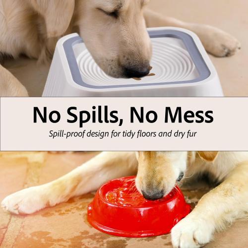 Dog Water Bowl,No Spill Water Bowl for Dogs 45oz Large Capacity,Safety Foam in The Dog Bowl, No Spill Bowl for Elevated Design Mess Proof is Easy to Clean, is Suitable for All Pets