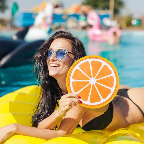 11 Pcs Foldable Flying Disc Fans 9.84'' Fruit Folding Hand Fan Round Collapsible Handheld Fan Decorative Pocket Fans with Bag for Boys Girls Gift Beach Lawn Park Camping Game Party Favor