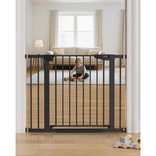Cumbor 29.7-40.6 Baby Gate for Stairs, Mom's Choice Awards Winner-Dog Gate for Doorways, Pressure Mounted Auto-Close Pet Gates for Dogs Indoor, Safety Child Gate with Easy Walk Thru Door, Black