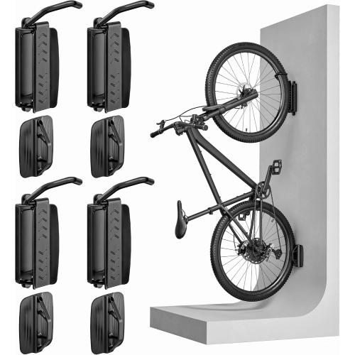 PEGZONE 4 Pack Bike Rack Garage, Bike Wall Mount Heavy Duty, Holds 77 Lbs, Swivel Bike Hangers for Garage, Adjustable Indoor Bike Storage for Bedroom Home Office, 4 Pack