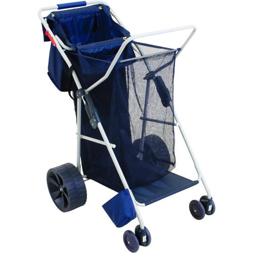 Rio Beach Wonder Wheeler Deluxe Utility, Lawn, and Beach Foldable Cart, Navy
