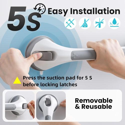 TAILI Grab Bars for Shower,Suction Shower Handles Rails,2 Pack,16.8,Grey