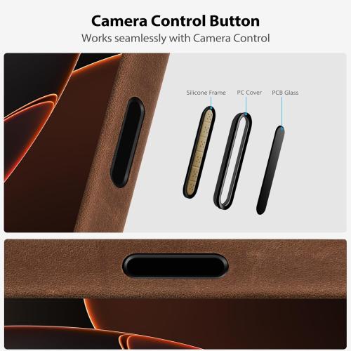 Belemay Handcrafted Crazy Horse Leather Case for iPhone 17 Pro, Compatible with MagSafe, Vintage Aesthetic, Two-Tone Effect, Unique Patina, Camera Control Button, Metal Buttons (6.3), Vintage Brown