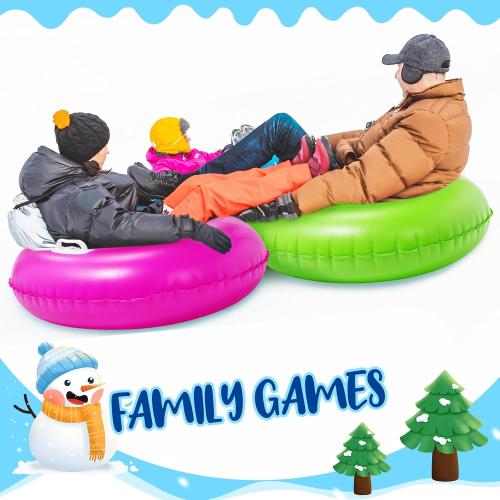 Shappy 2 Pack 36'' 40'' 47'' Snow Tube Inflatable Snow Sleds Heavy Duty Sleds Adults for Winter Outdoor Sports Toboggan with Handles Thickened Bottom