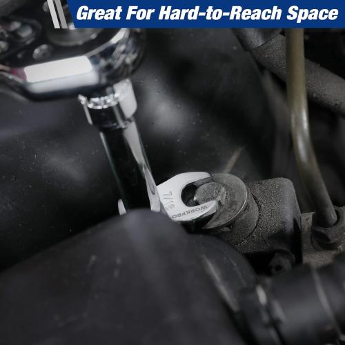 WORKPRO 3/8 Drive Crowfoot Wrench Set, 11-Piece SAE Crowfoot Wrench with Clip-on Organizer, 3/8”-1”, Great for Automotive Repair Work Hard-To-Reach Areas