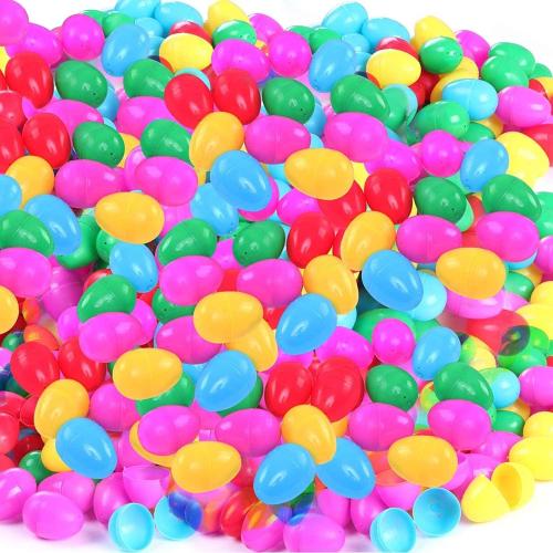 NEWBEA 2000 Pcs Easter Eggs,2.4 Assorted Bright Colors Plastic Easter Eggs Easter Eggs Empty for Easter Hunt, Basket Stuffers Fillers, Easter Themed Decorations