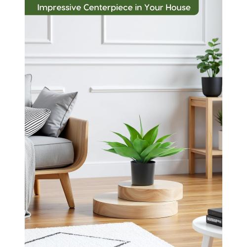 Velener Fake Agave with Black Pot, Artificial Plant Outdoor Agave - Fake Plants for Indoor and Outdoor Decor(15 Inch)