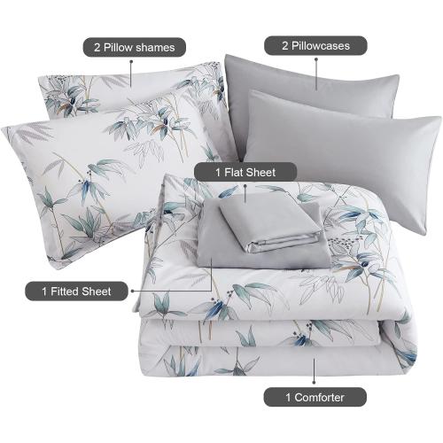 Comforter Set King Size - 7 Pieces Bed in a Bag, Bedding Set, Soft Lightweight Microfiber White Comforter Sets with Sheets and Pillows (White,King)