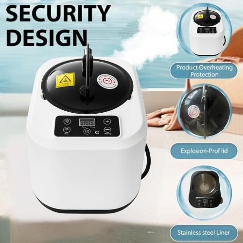 5L Sauna Steamer with Larger Volume and More Steam Output, Fcc Certified 5L & 2000W Steam Generator, Sauna Steamer Machine with Remote Control, Portable Sauna Steamer, White
