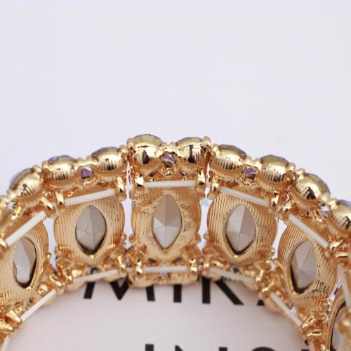 Women’s Elegant Wedding Bridal Crystal Double Row Marquise-Shape Leaf Stretch Bangle Bracelet Bride Jewelry for Women