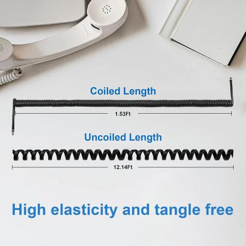 EZYUMM Phone Cord for Landline, 2 Pack Black Handset Telephone Cord, 10Ft Uncoiled(1.5 FT Coiled) Universal Replacement Cable for Desk & Wall Phones