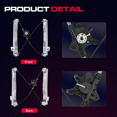 Front Driver Side Power Window Regulator Without Motor Fit for 2008-2016 Town & Country, Dodge Grand Caravan, Ram C/V, Routan, 749-508