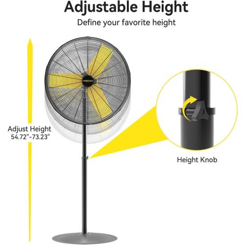 30 Inch Commercial Industrial Pedestal Fan Oscillating, 8900 CFM Industrial Fans Heavy Duty with 3 Speed, Metal Stand up Fans with Poweful Motor, UL Safety Listed