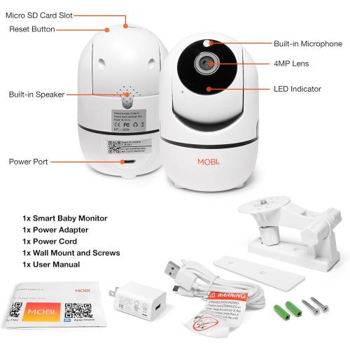 MOBI MobiCam HDX Wi-Fi Pan & Tilt Smart Pet Monitoring Camera, Pet Video Monitor, Night Vision IP Camera, Motion Detection, Full HD, Two-Way Audio, Remote View & Recording with Free Smart App