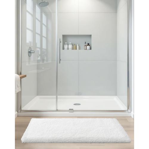 ILANGO White Christmas Bathroom Rugs 24 × 17 Non Slip & Super Absorbent Extra Thick Soft, Washable Bath Mat for Floor, Non Shedding Microfiber Plush Shaggy Bath Rug for Bathtub Shower Room Sink