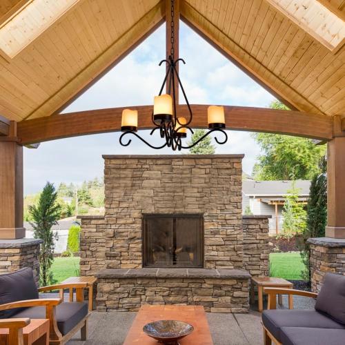 Battery Operated Chandelier, Outdoor Chandelier with 4pcs Battery Operated Led Candles, Hanging Candle Chandelier Lights Outdoor for Gazebo, Pergola, Patio, Canopy, Porch, Tent Decor