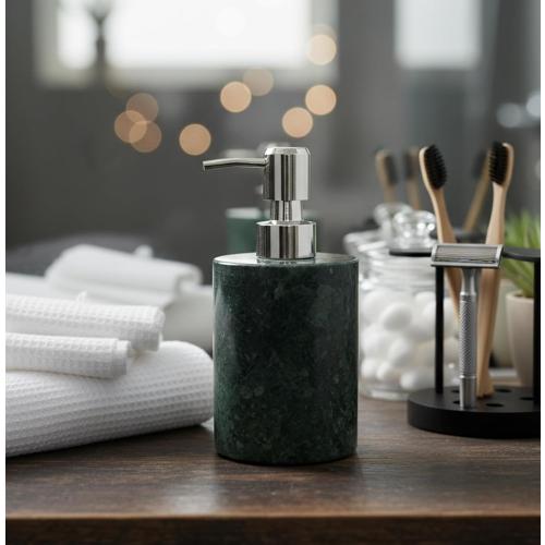 Soap Dispenser Lotion Dispenser - Made of Natural Stone in Green Color - Luxury Bathroom Accessories Bath Set (Green)